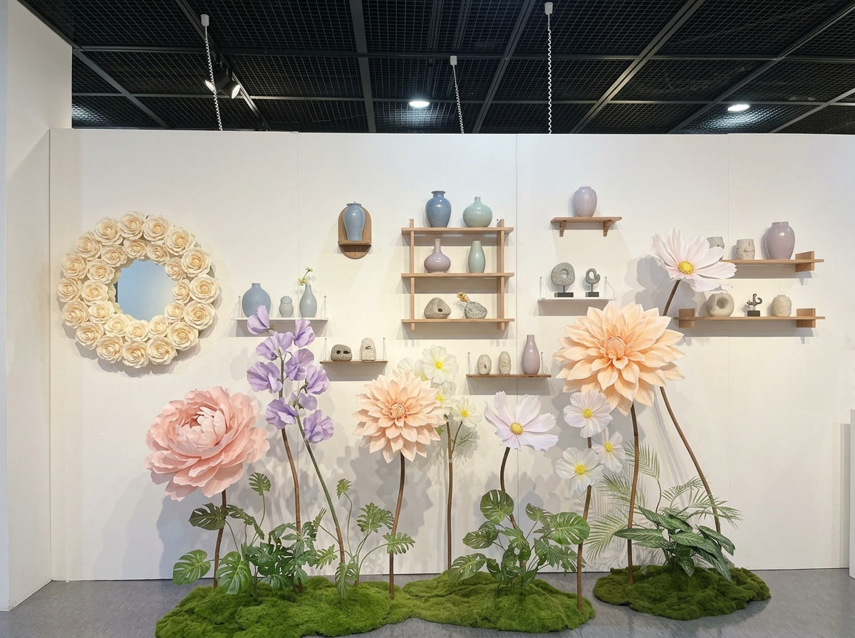 Floral accent decor coordinated with the existing cafe interior
