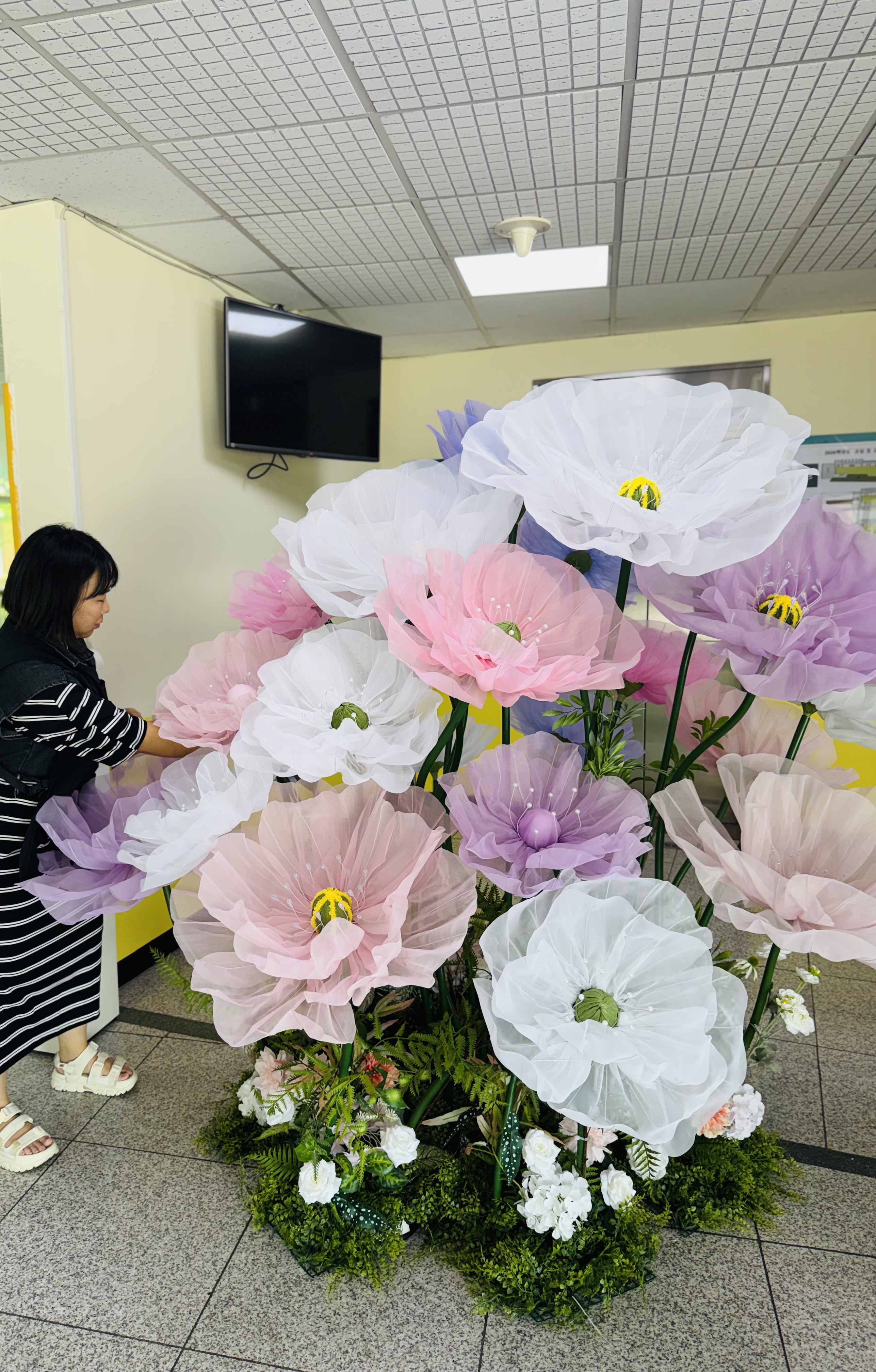 만월중학교 학부모 동아리 실크플라워 공예 수업 실크양귀비 전시
