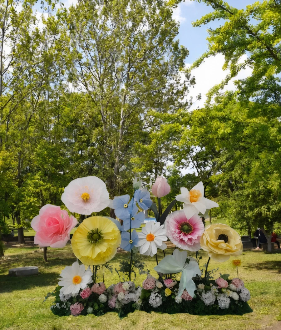 Giant Flower Stage Photo Zone Full View