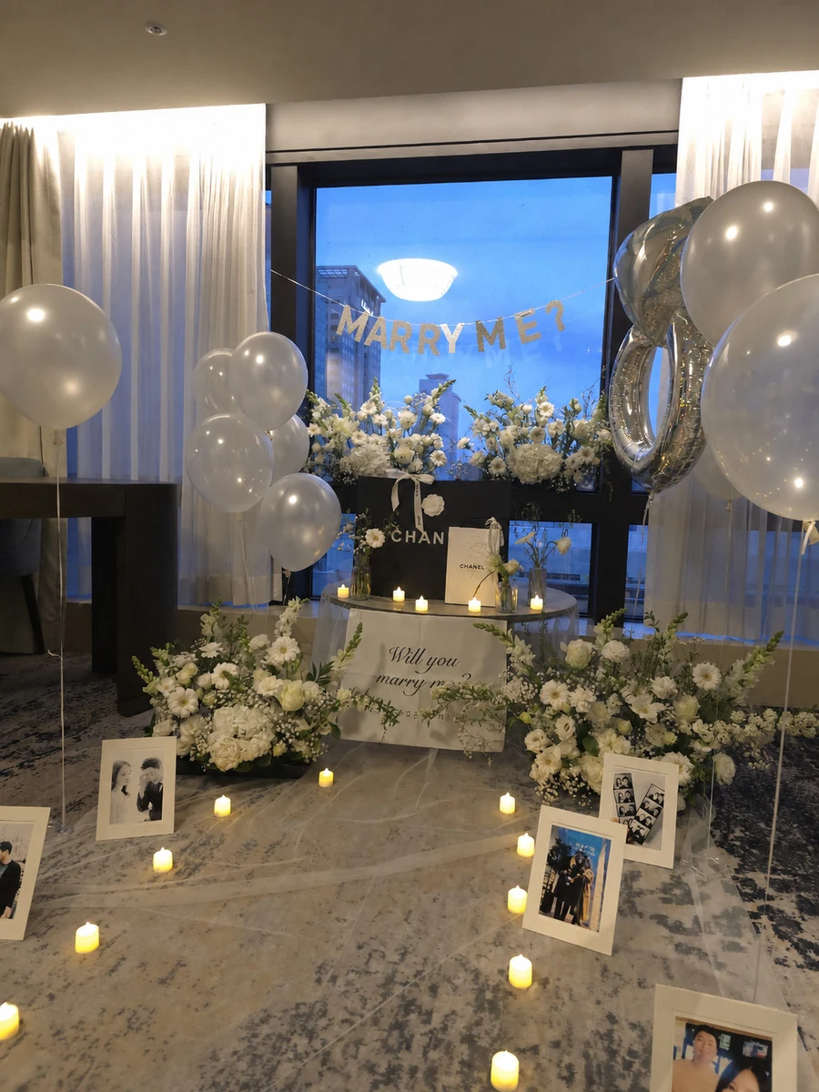 Signiel Hotel Proposal Flower Balloon Decor