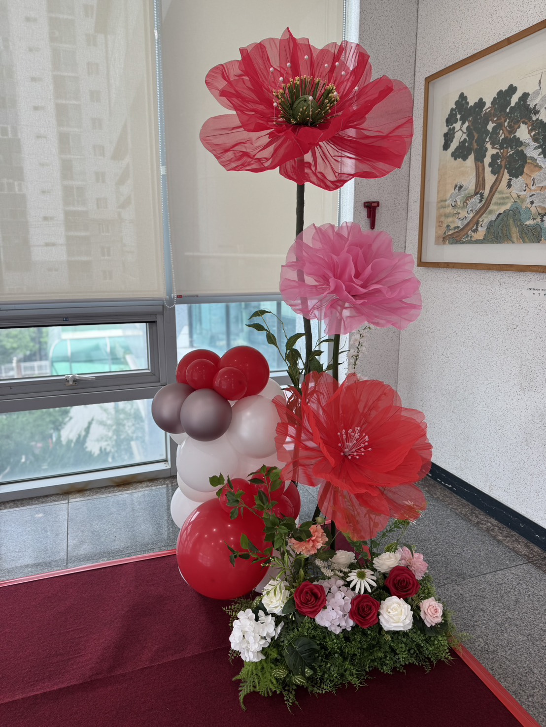 용산구 행사 포토존, 이촌제2동 업무보고회 자이언트플라워 장식